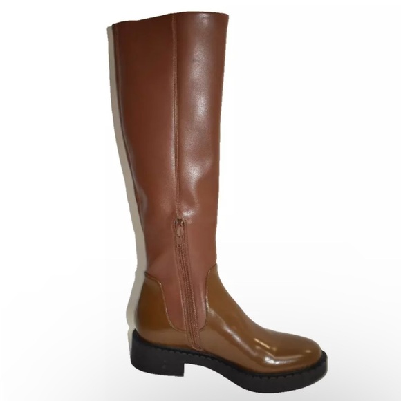 Jeffrey Campbell Lennard Knee High Riding Boot Two Tone Brown Leather SZ 7 - Picture 5 of 6